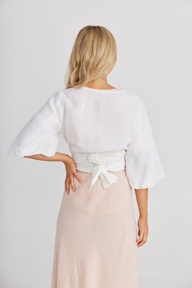 Ava Wrap Bolero - White Linen