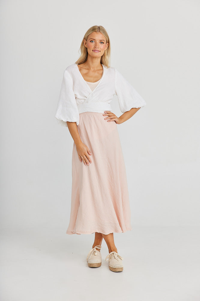 Ava Wrap Bolero - White Linen