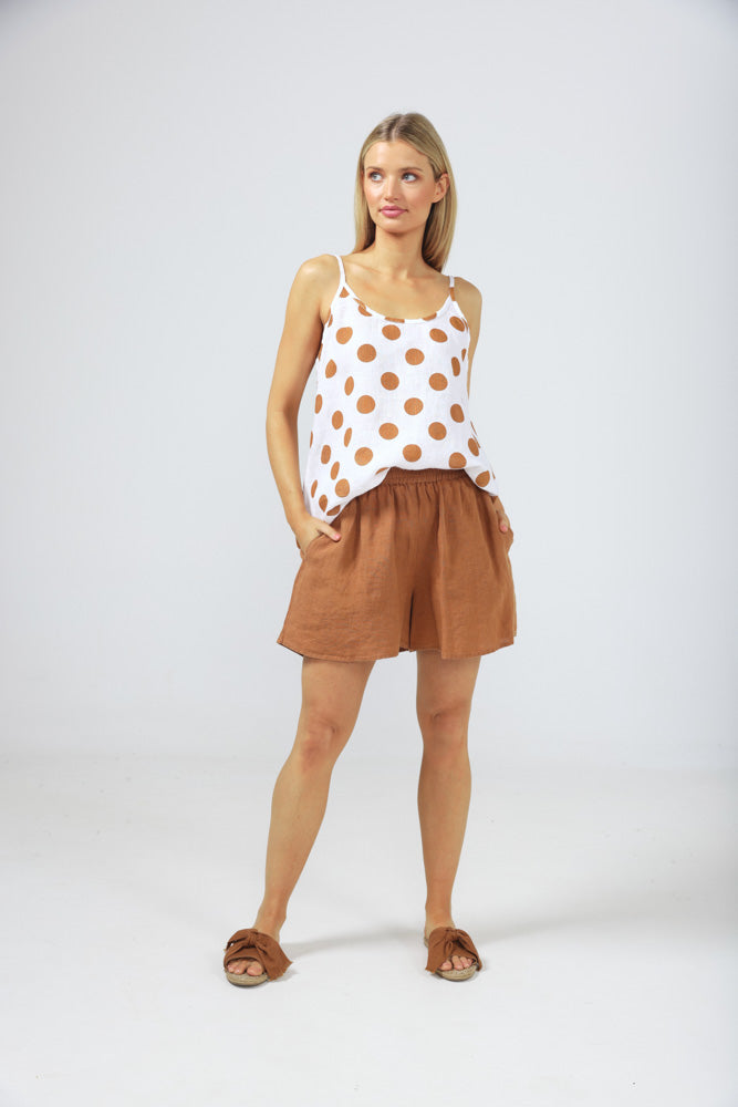 Capri Shorts - Tan Linen