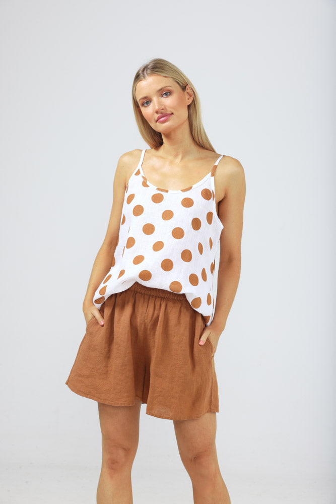 Capri Shorts - Tan Linen