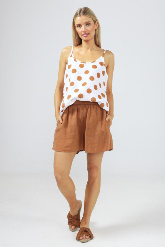 Capri Shorts - Tan Linen