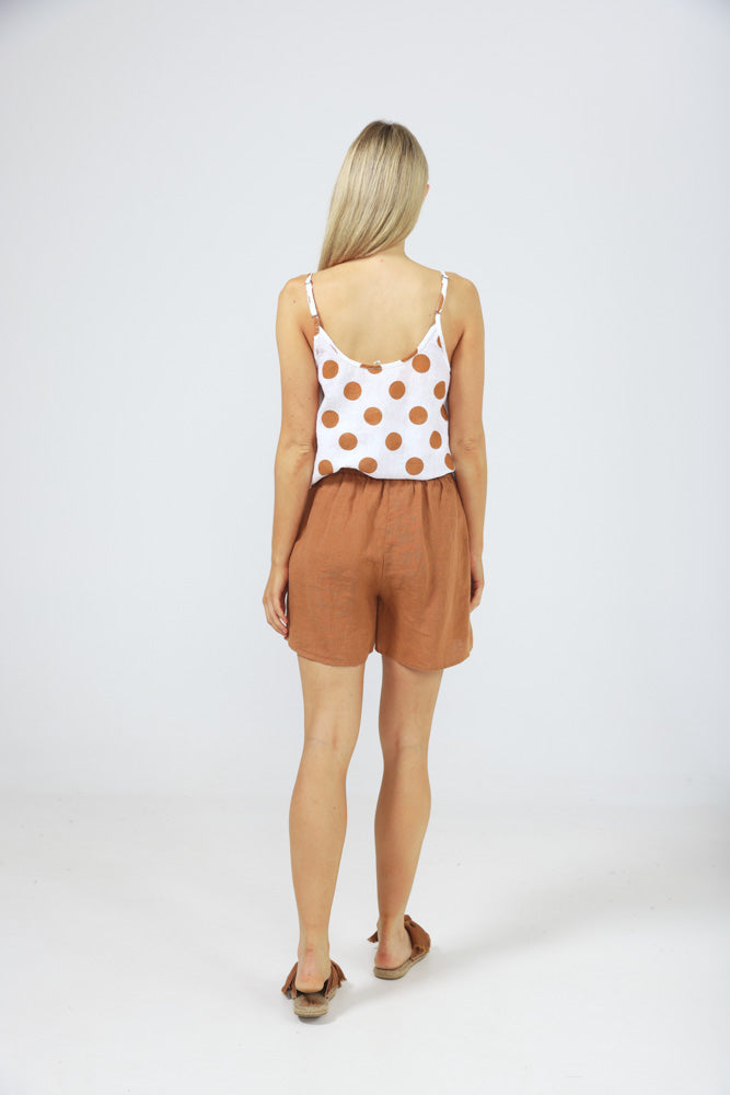 Capri Shorts - Tan Linen