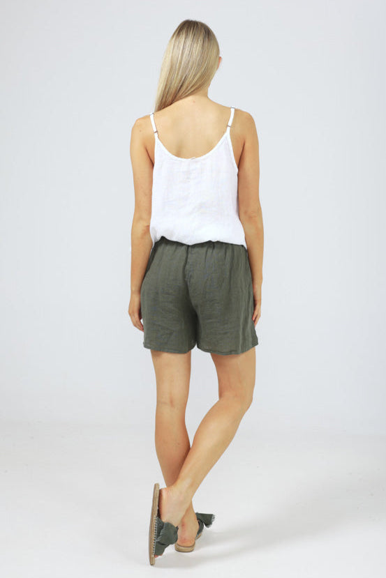 Capri Shorts - Thyme Linen