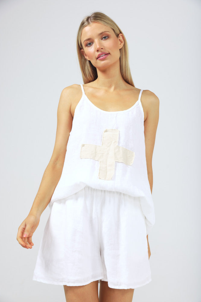 Capri Shorts - White Linen