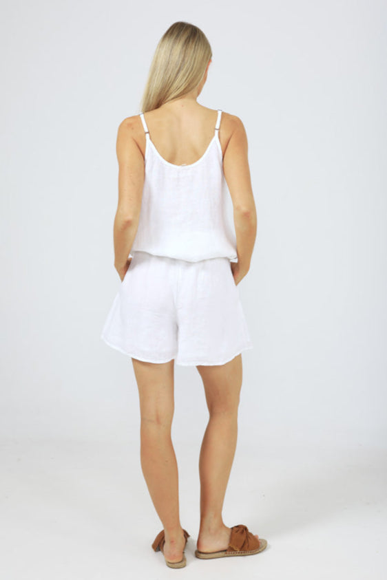 Capri Shorts - White Linen