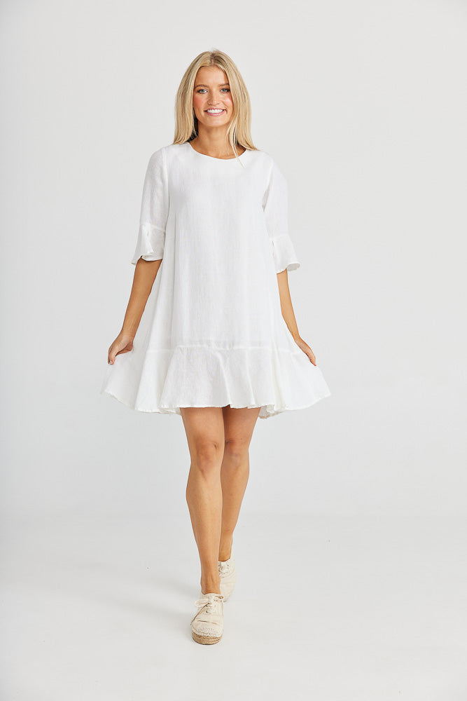 Lecce Dress - White Linen