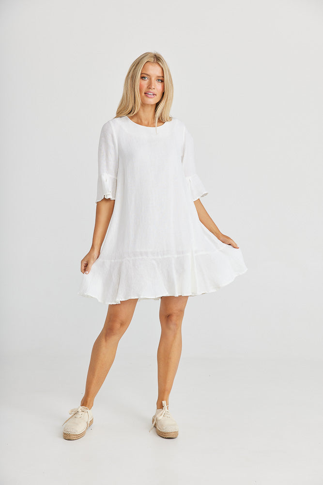 Lecce Dress - White Linen