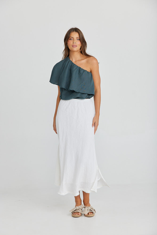 Corina Top - Slate Linen Viscose