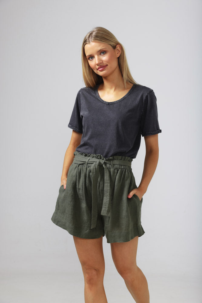 Natalia Shorts - Thyme Linen