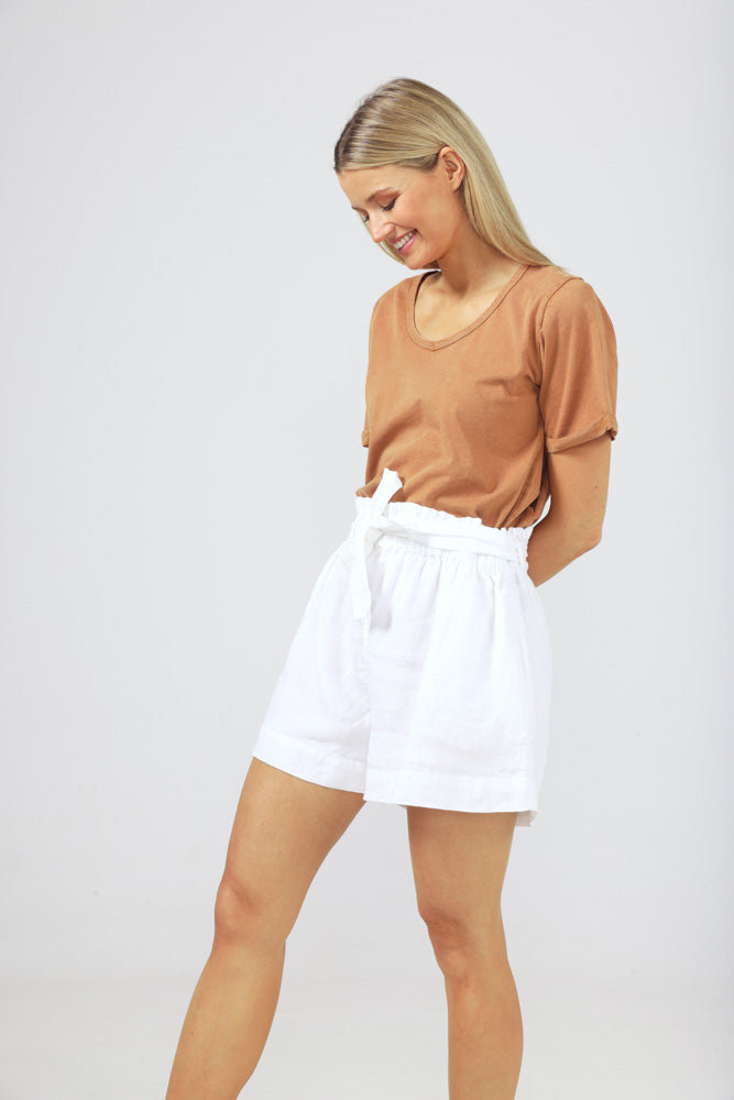 Natalia Shorts - White Linen