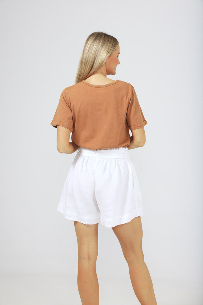 Natalia Shorts - White Linen