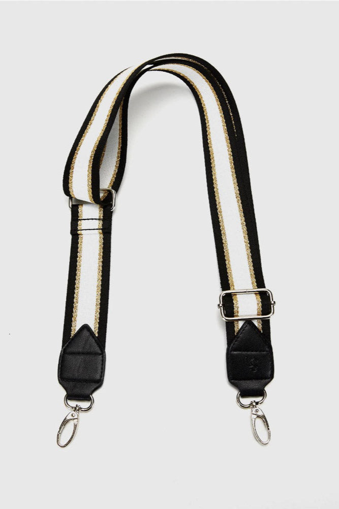 Urban Status Webbing Crossbody Strap - White Stripe / Gold