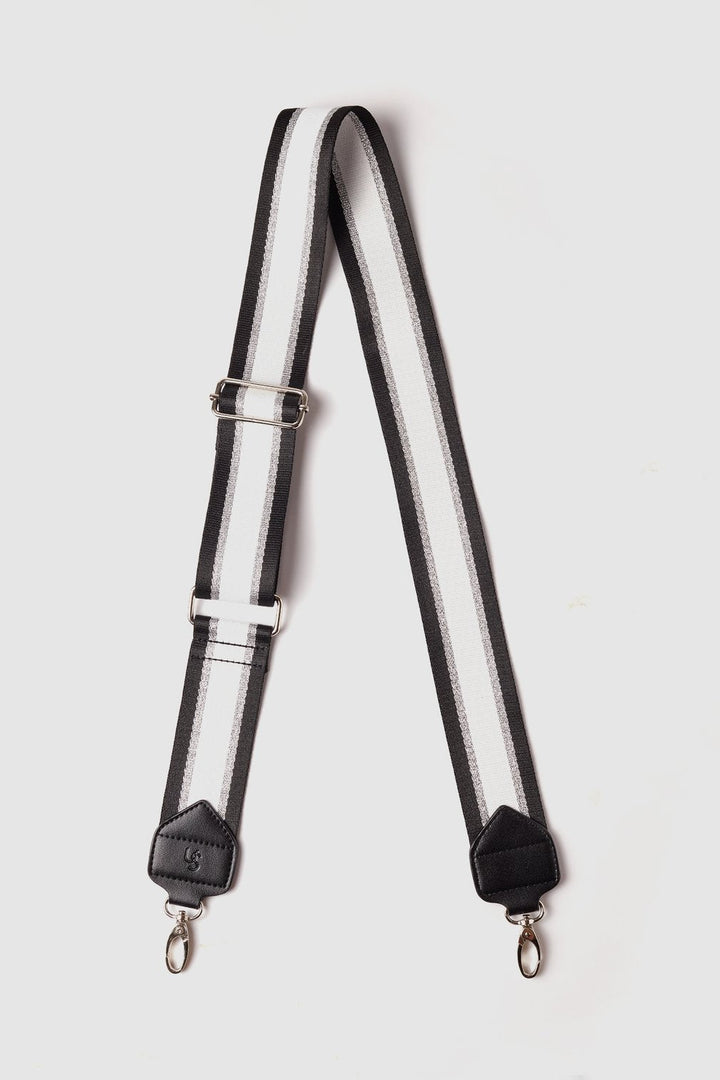 Urban Status Webbing Crossbody Strap - White Stripe / Silver