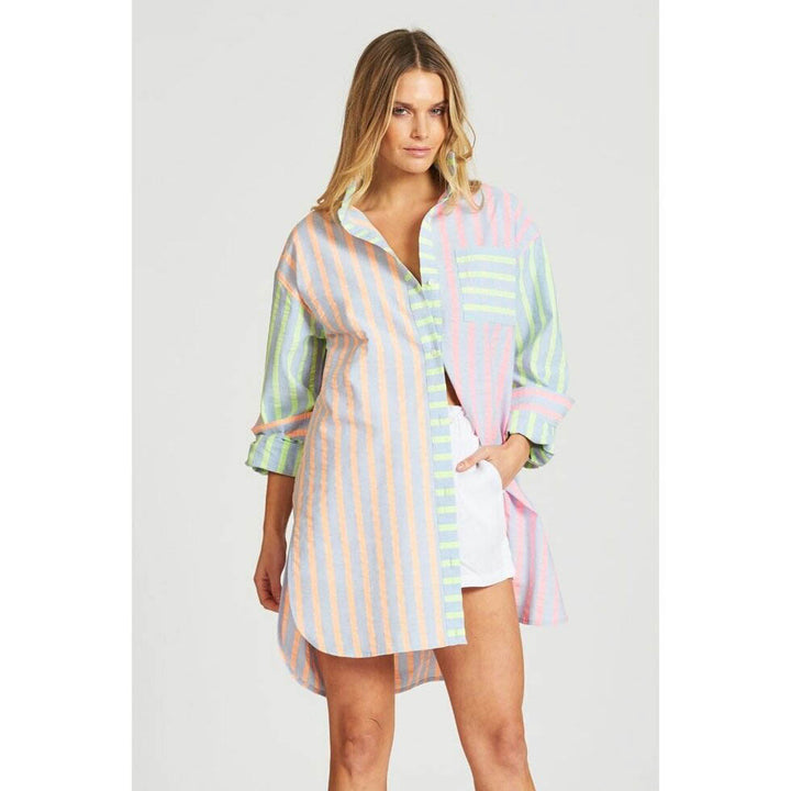 The Boyfriend Chambray Shirt - Multi Neon Combo