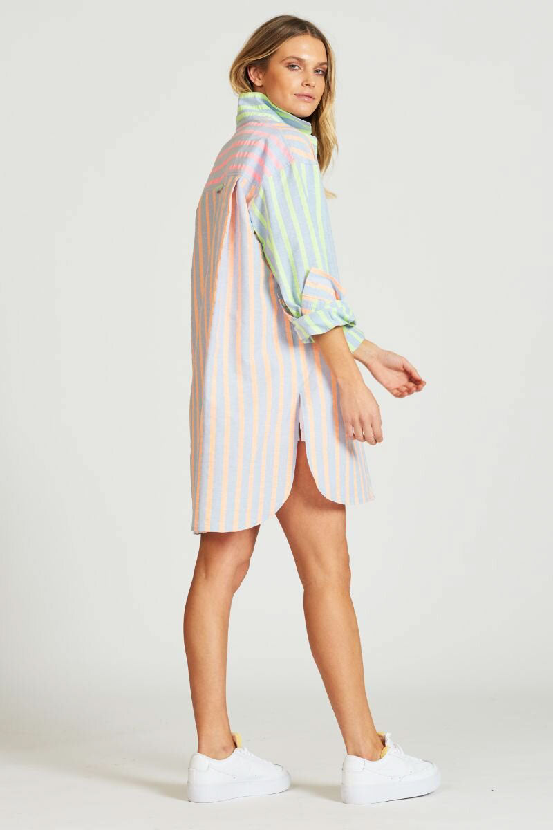 The Boyfriend Chambray Shirt - Multi Neon Combo