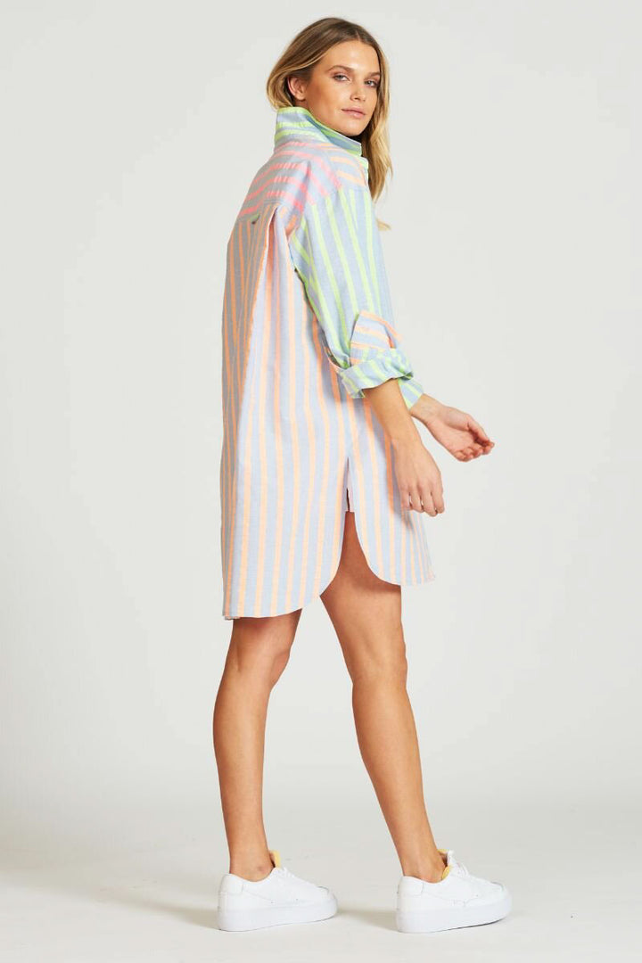 The Boyfriend Chambray Shirt - Multi Neon Combo