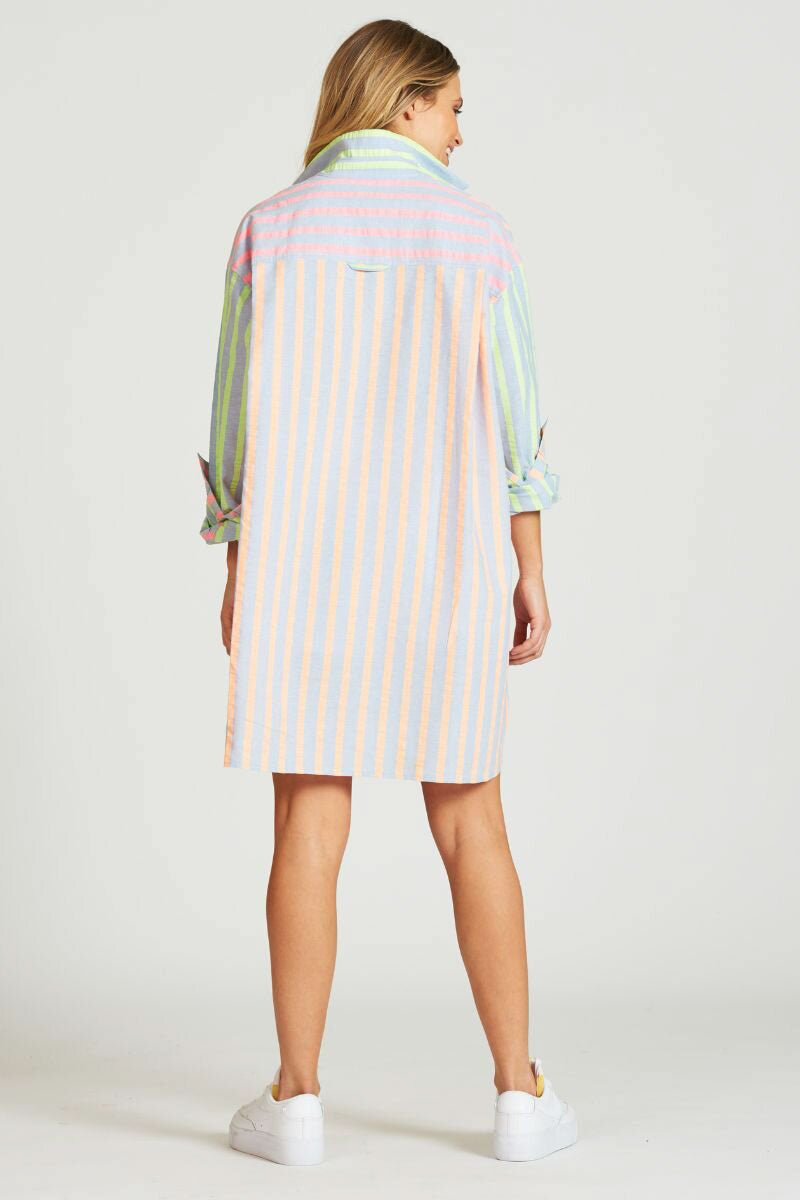 The Boyfriend Chambray Shirt - Multi Neon Combo