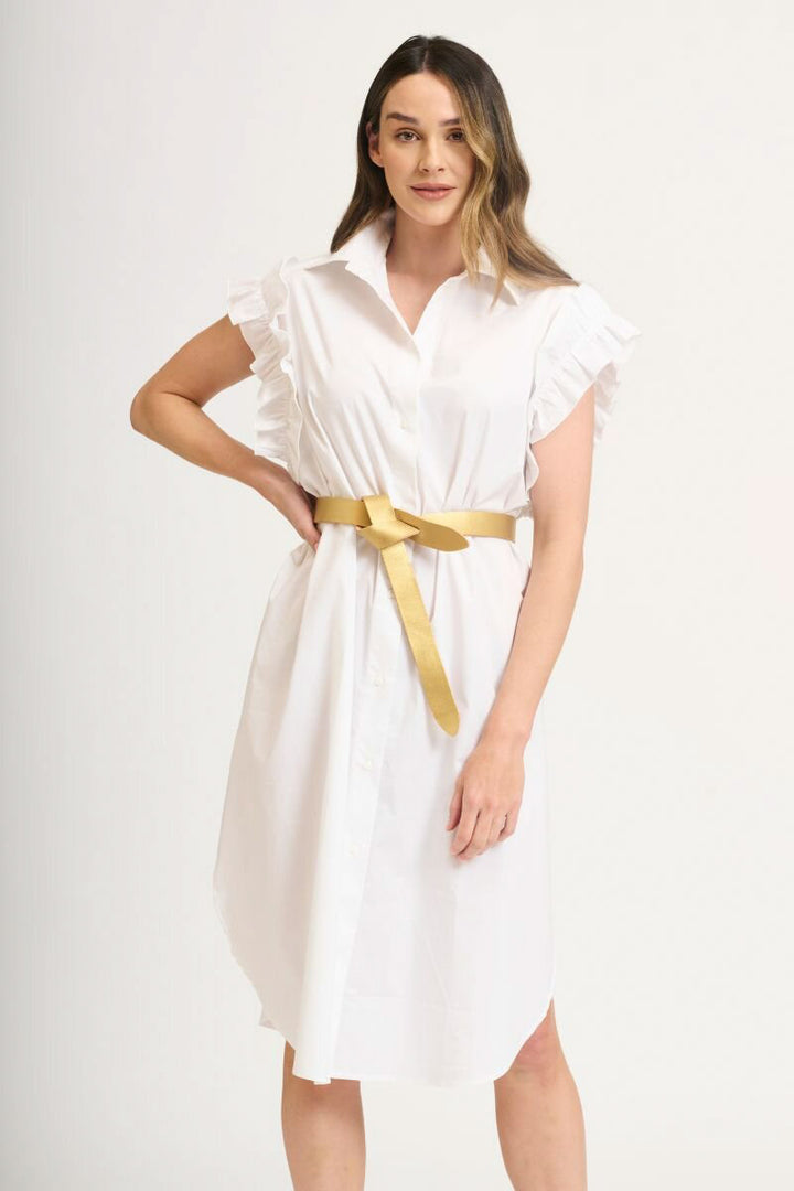 The Ruffle Shirt Dress - White
